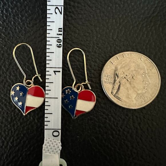 Heart Americana Earrings with Gold Accents - Picture 3 of 4